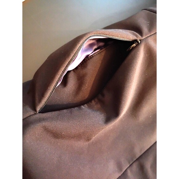 Black Car Coat Mid Length Size L Zip Snap Stand Up Mandarin Collar Lined Pockets - Picture 5 of 16